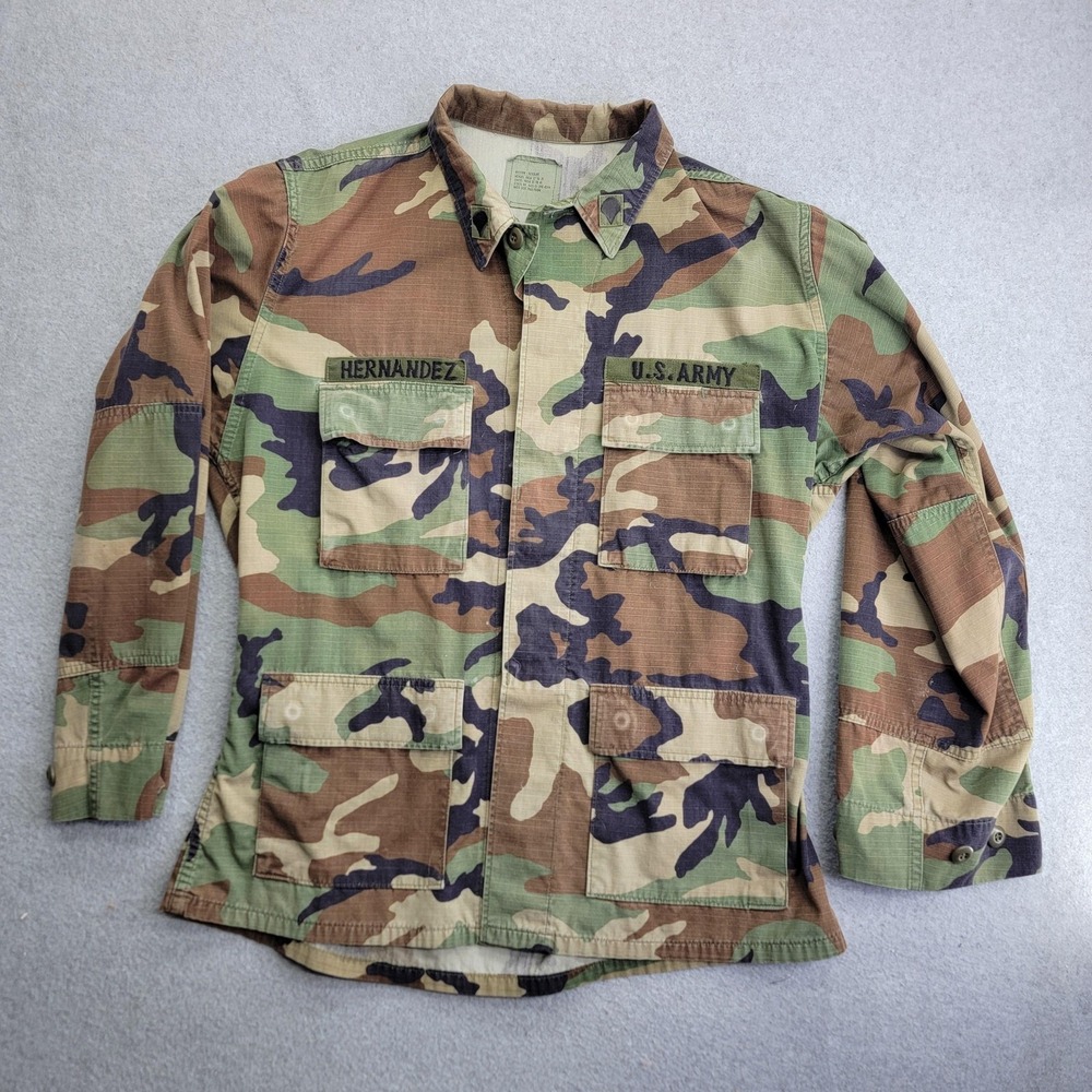 Vintage US Army Jacket Mens Medium Regular BDU Field Coat Military 90s Camo